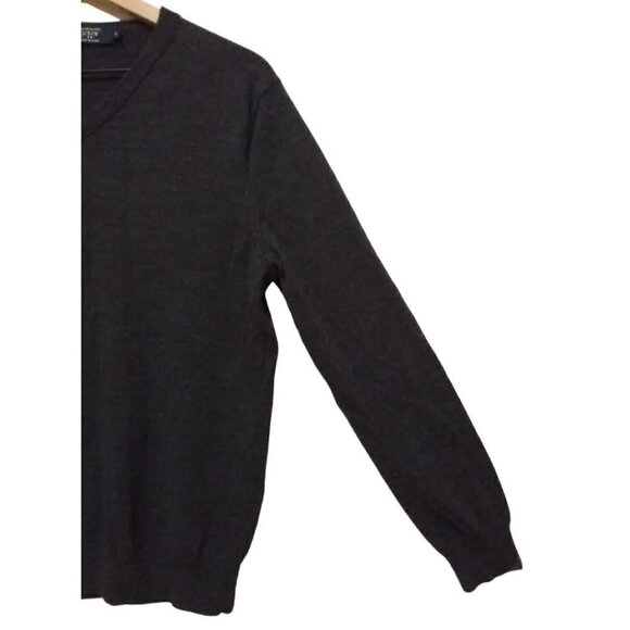 J. Crew Factory Gray V-Neck Merino Wool Sweater Sz M - Picture 3 of 6
